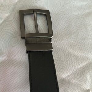 Reversible  Black/Brown Leather Belt with Silver Buckle size 36